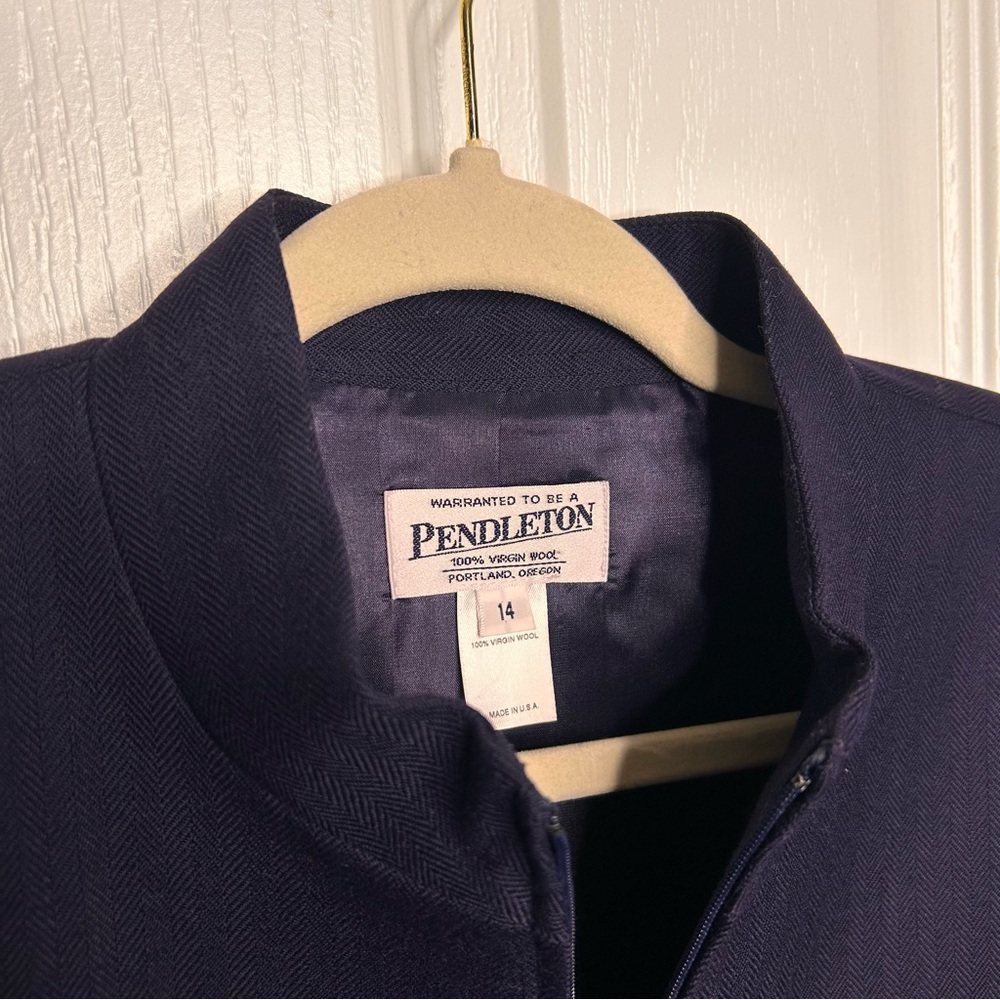 Pendleton Blue Wool Blazer Jacket 14 Zip Mandarin… - image 4